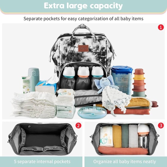 Synpos Tie-Dye Diaper Bag Backpack - Picture 6 of 7